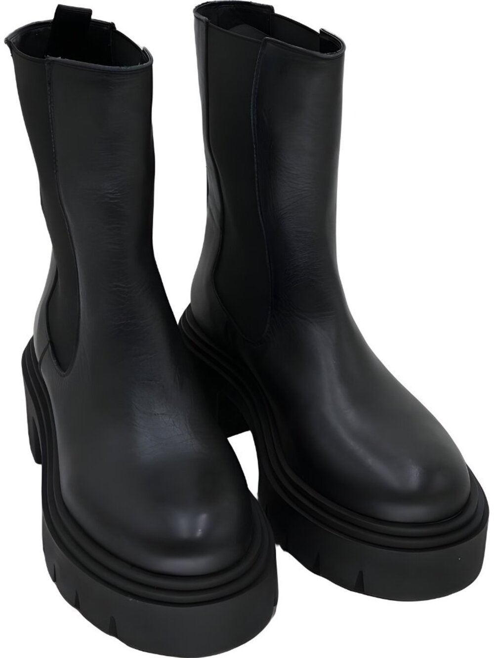 Women's Black Chunky Chelsea Heeled Boots